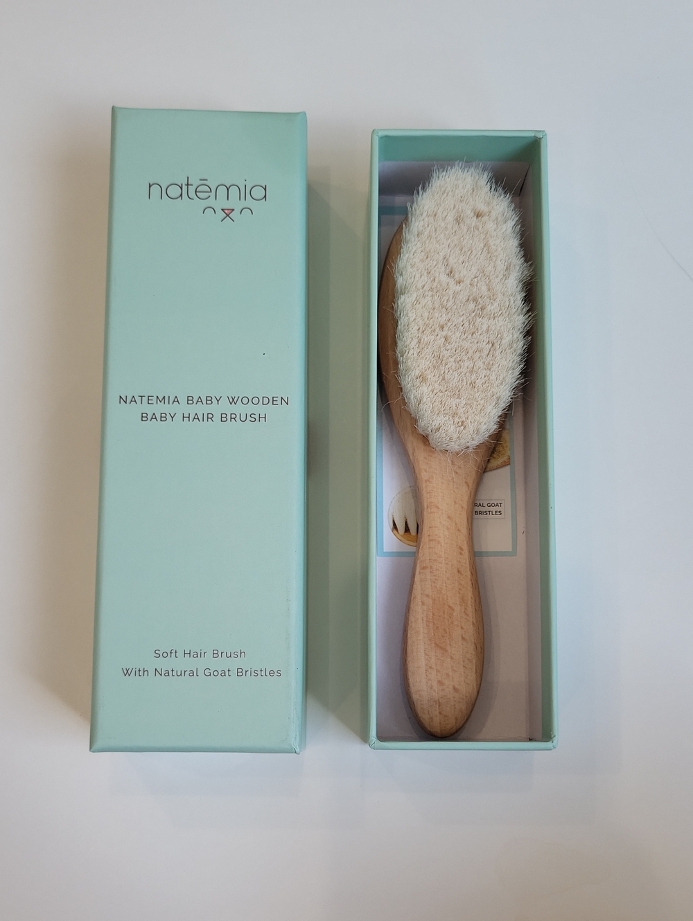 Natemia Baby Wooden Hair Brush in Light Wood & Cream Bristles